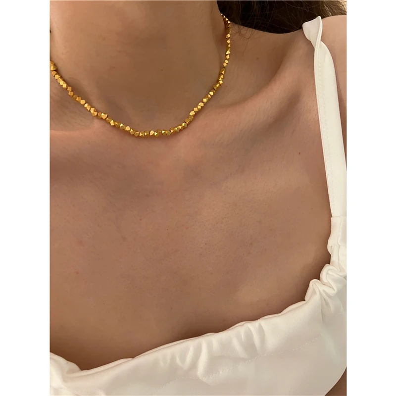 

Timeless Wonder Brass Geo Beads Chains Choker Necklaces for Women Designer Jewelry Ins Trendy Kpop Gothic Vintage Versatile 2348