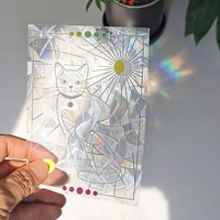 3d rainbow effect window stickers wall decals decor cute cat star sun flower prisms stickers glass diy for home wall decoration