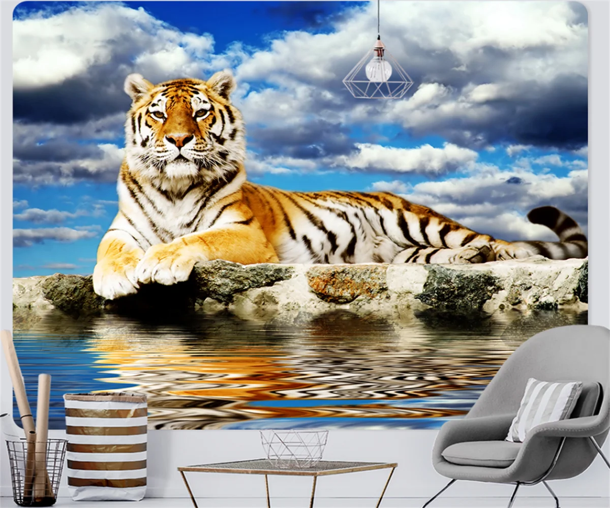 

beibehang papier peint Custom Simple Modern Abstract Animal Tiger Marbled Background Tooling Background Wallpaper