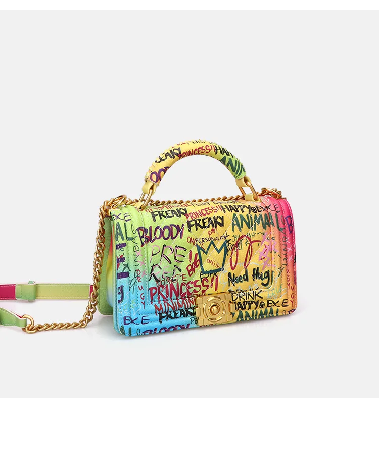 Original Designer Ladies Handbags Fashion Handbags Chain Bags Colorful Graffiti Bags for Women сумка женская Hot Selling