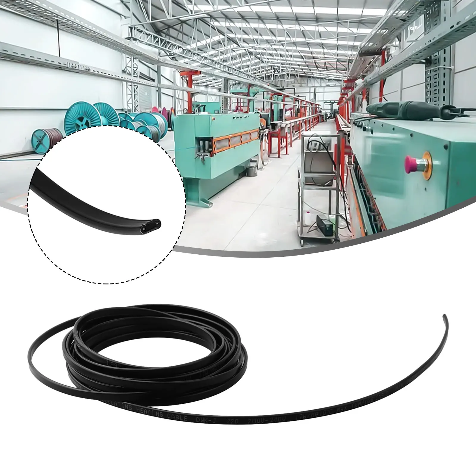 Саморегулирующийся нагревательный кабель 17 Вт/м 200 В~240 В 5/6/7/10/20/30/50 м 65 ℃ ±5