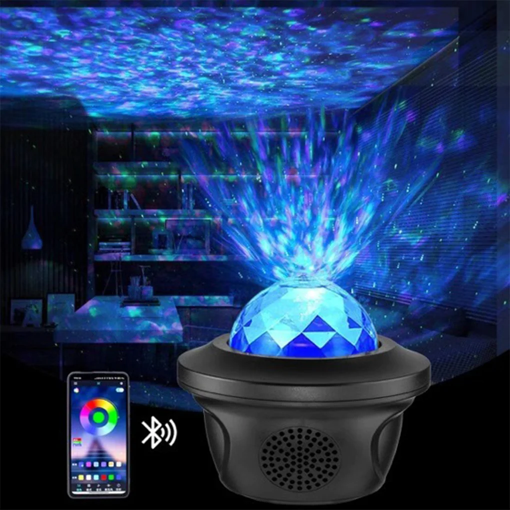 LED Galaxy Projector Ocean Wave LED Night Light Music Player Remote Star Rotating Night Light Gift For Kids Bedroom Lamp Hotest