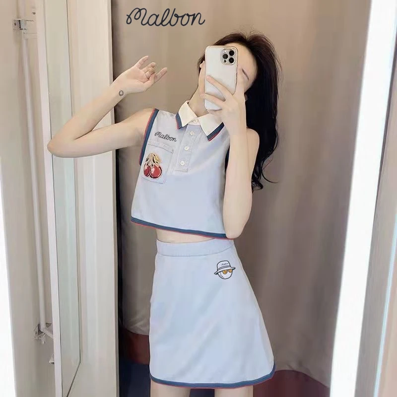 2023Summer Golf Wear Women Utaa Golf Suit Golf Skirt Sleeveless 2-piece Tennis Sports Suit Women's Golf Wear Malbon Golf T-shirt