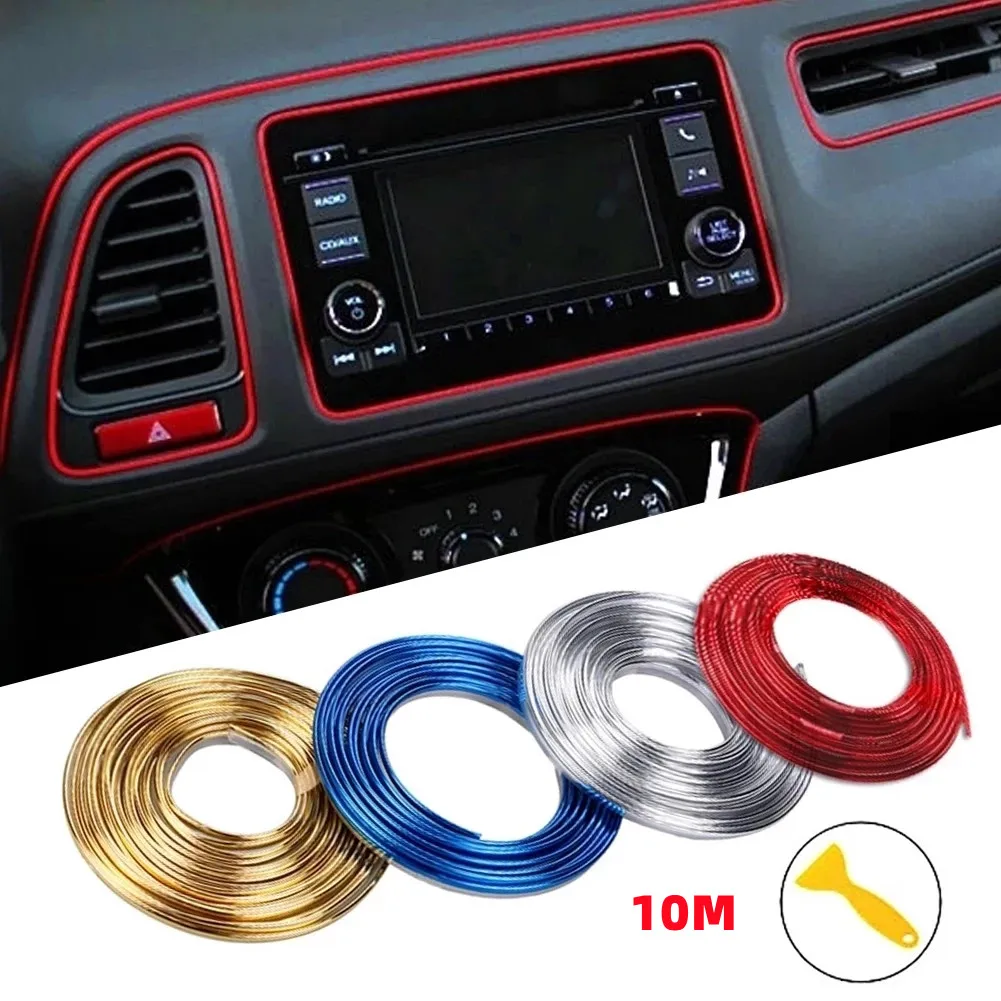 

10M Car Interior Dashboard Decoration Insert Strip Moulding Door Gap Outlet Steering Seal Flexible Decorative Trim Accessories