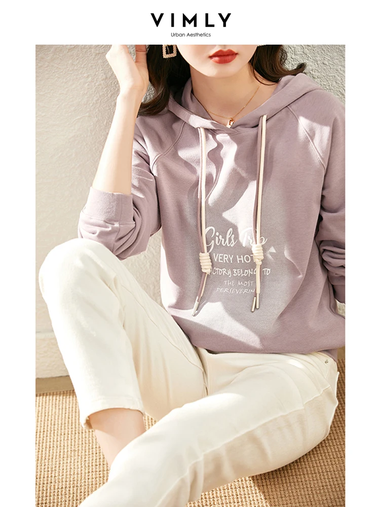 

Женские короткие толстовки Vimly, осень 2023, модные топы с капюшоном и длинным рукавом, новые свободные толстовки и свитшоты, одежда для женщин V1536