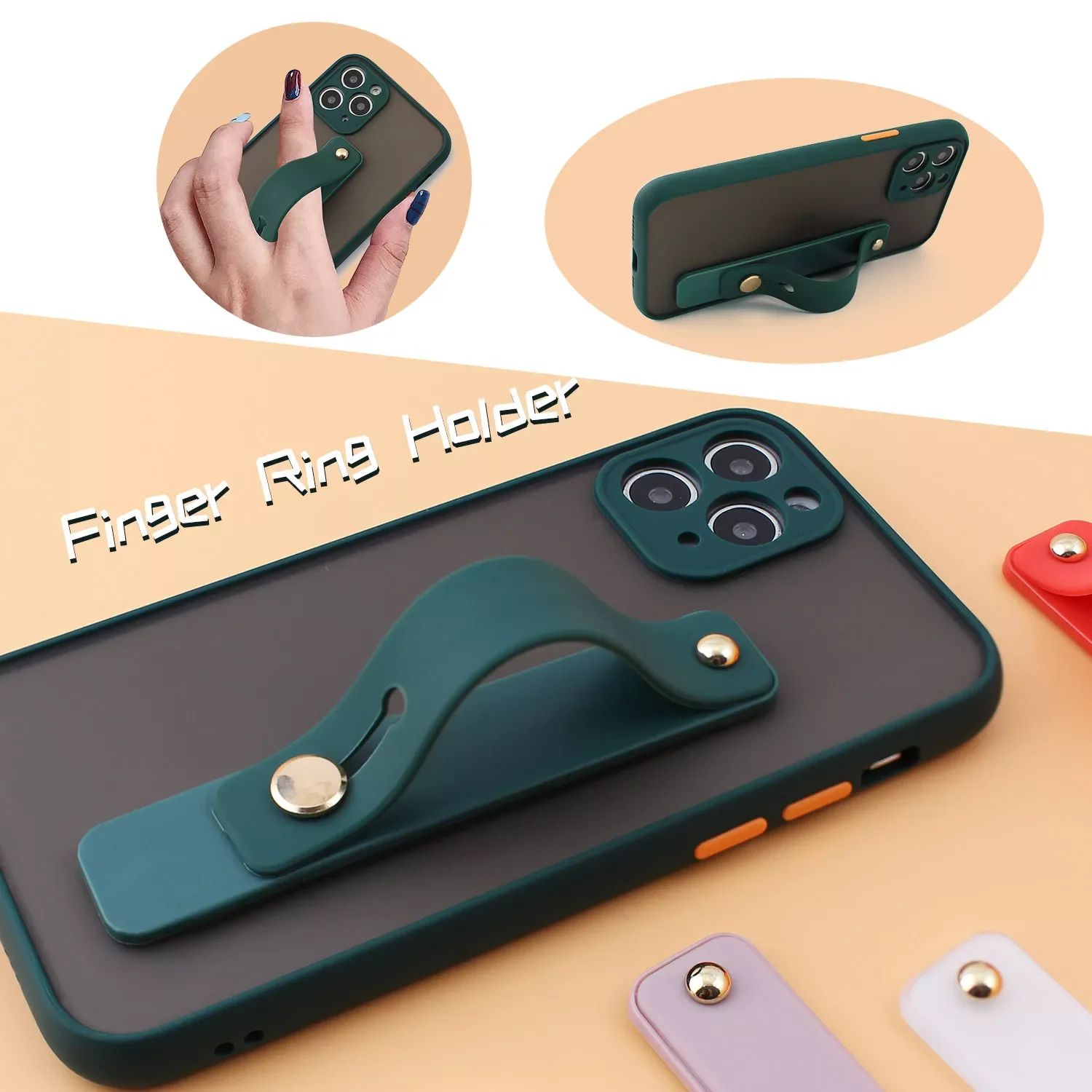 

Phone Grip Portable Telescopic Finger Strap Bracket Universal Silicone Phone Finger Ring Holder Grip Stand for iphone 12 huawei