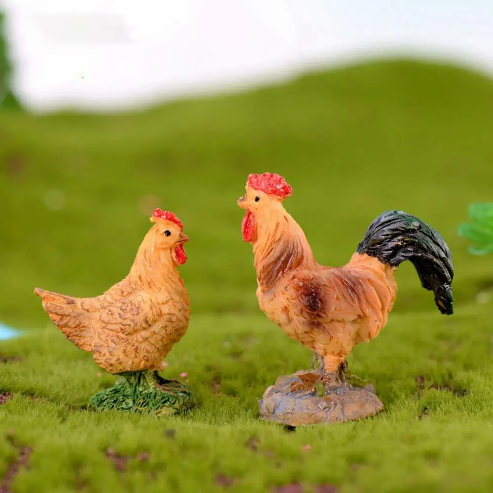 

Resin Farm Animal Toy for Kid, Miniature Dollhouse Ornament, Hen Bonsai Decor, Cock Statue, Micro Landscape, Chicken Figurine