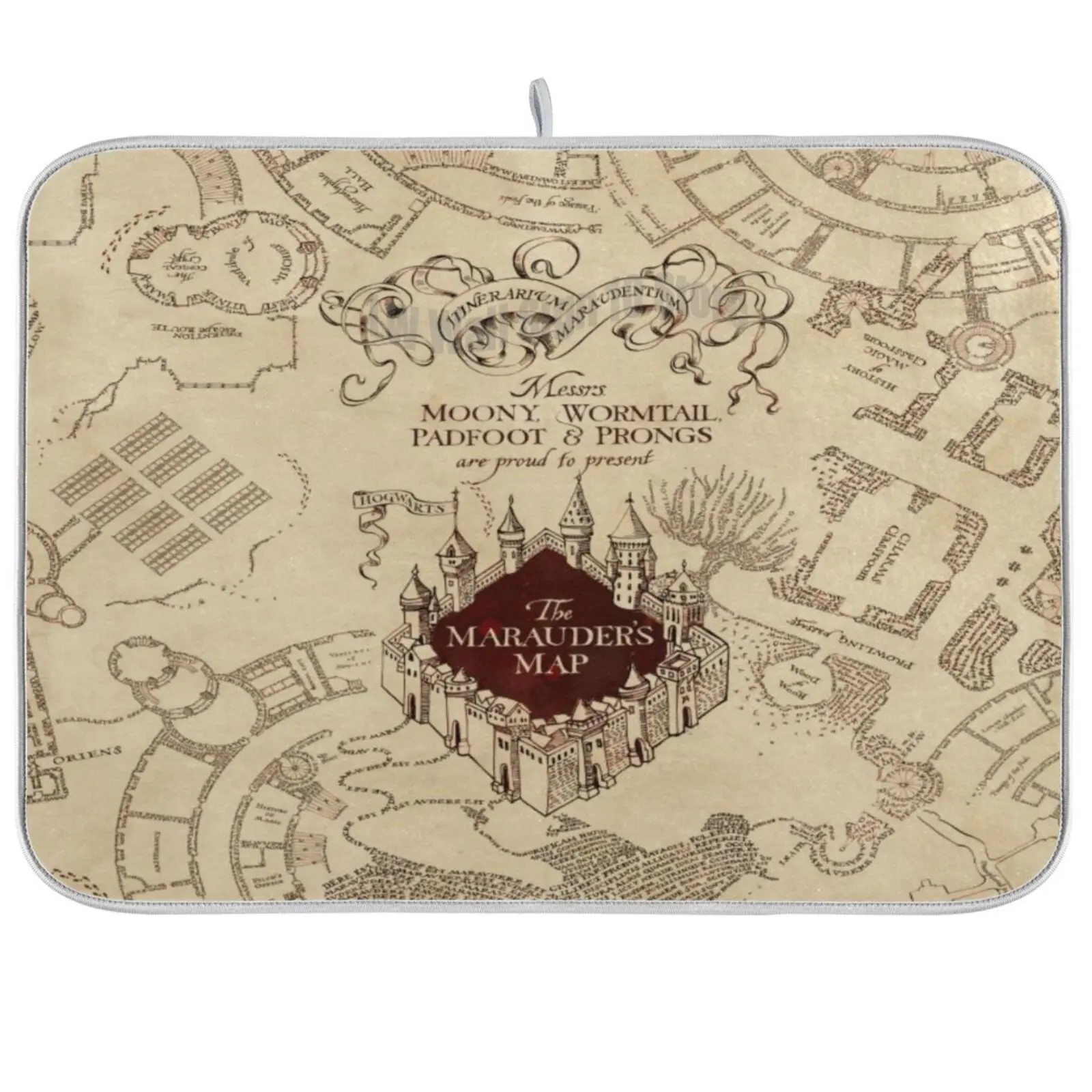 

Marauders Map Print Retro Dish Drying Mat Kitchen Counter Mat Placemat For Table Non-slip Absorbent Tableware Pad Heat Resistant