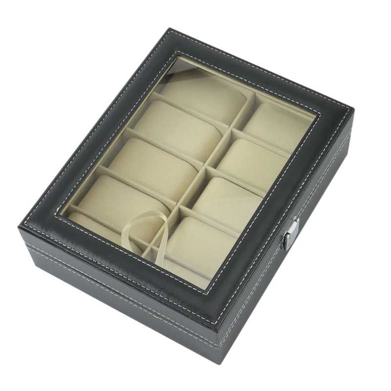 Коробка-органайзер для часов из искусственной кожи с подушками мягкой |
