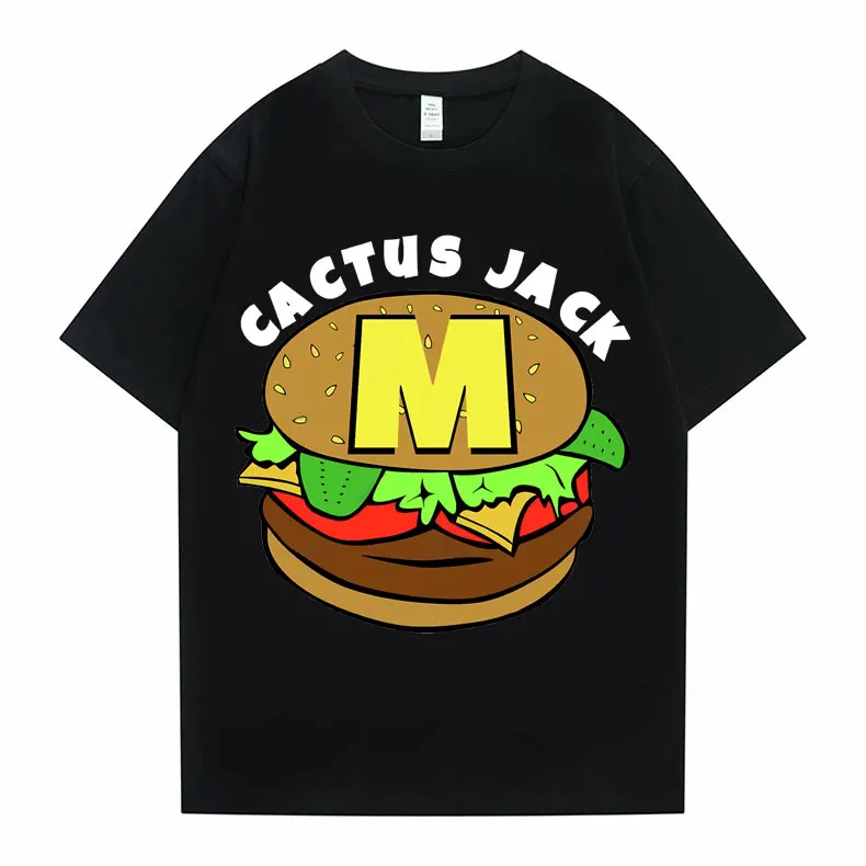 

Cactus Jack Hamburger Graphics Print Tshirt Men Women Travis Scott Hip Hop Fashion T Shirt Funny Cute T-shirts Regular Man Tops