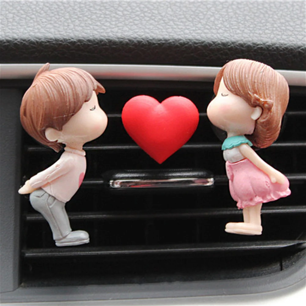 

Decor Cartoon Couples Decoration Lovely Resin Vehicle Traceless Adhesive