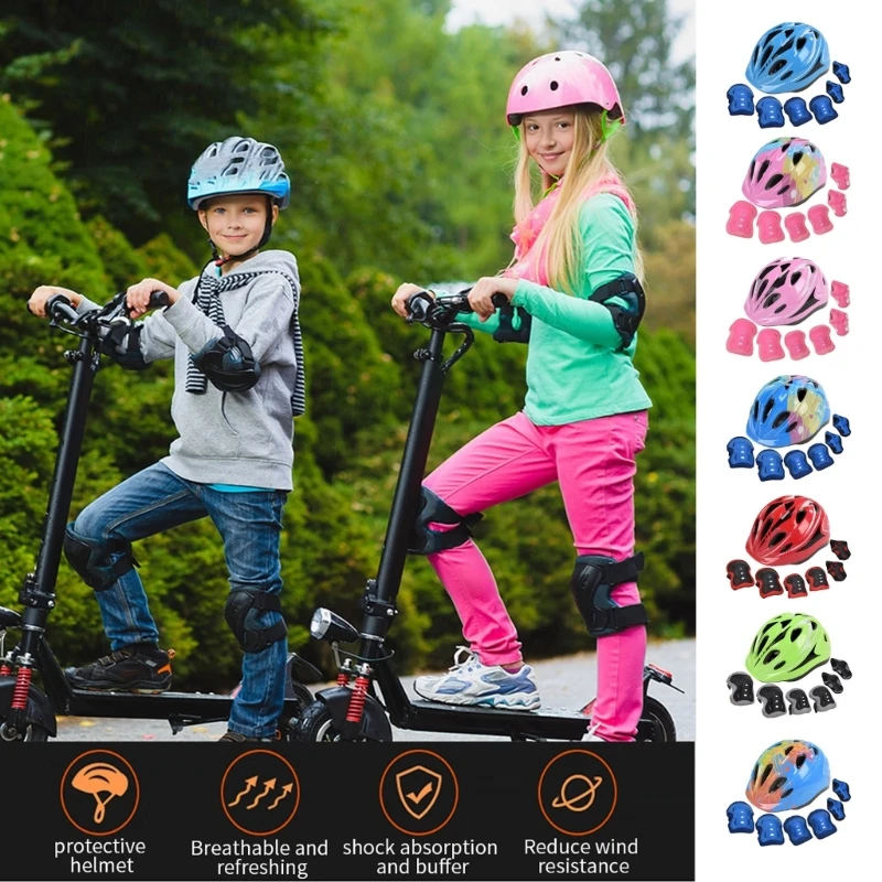 

Bike Helmet with Knee Pads Elbow Pads Wrist Guards Youth Skateboard Helmet Drop Shipping