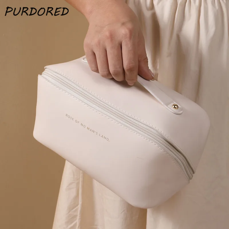 

PURDORED 1 Pc New Arrival Women Large Cosmetic Bag Multifunction Travel Makeup Bag Female Toiletries Organizer Make Up Pouch