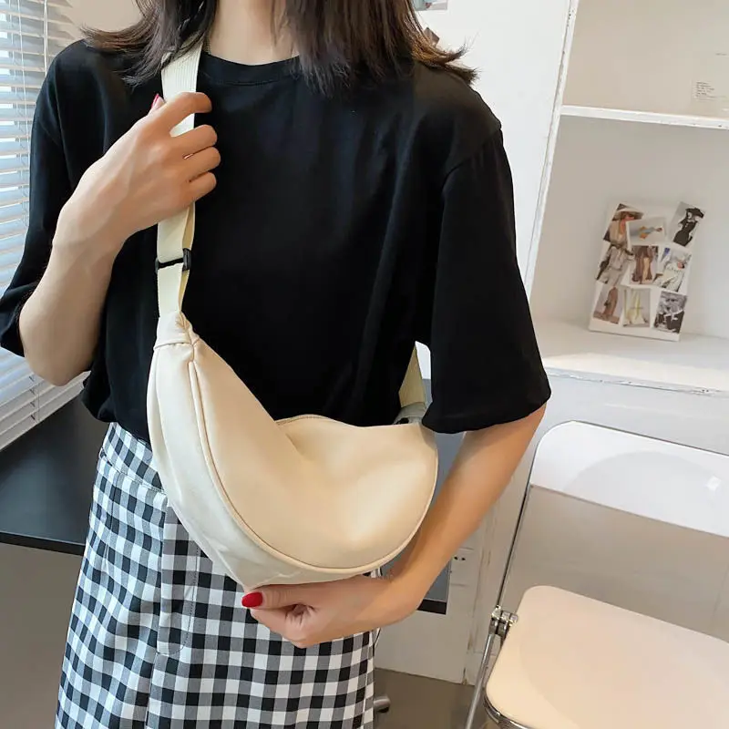 

2022 Crossbody Canvas Sling Bag for Women New Korean Style Simple Hobos Chest Bag Students Shoulder Bag with Adjustable Strap