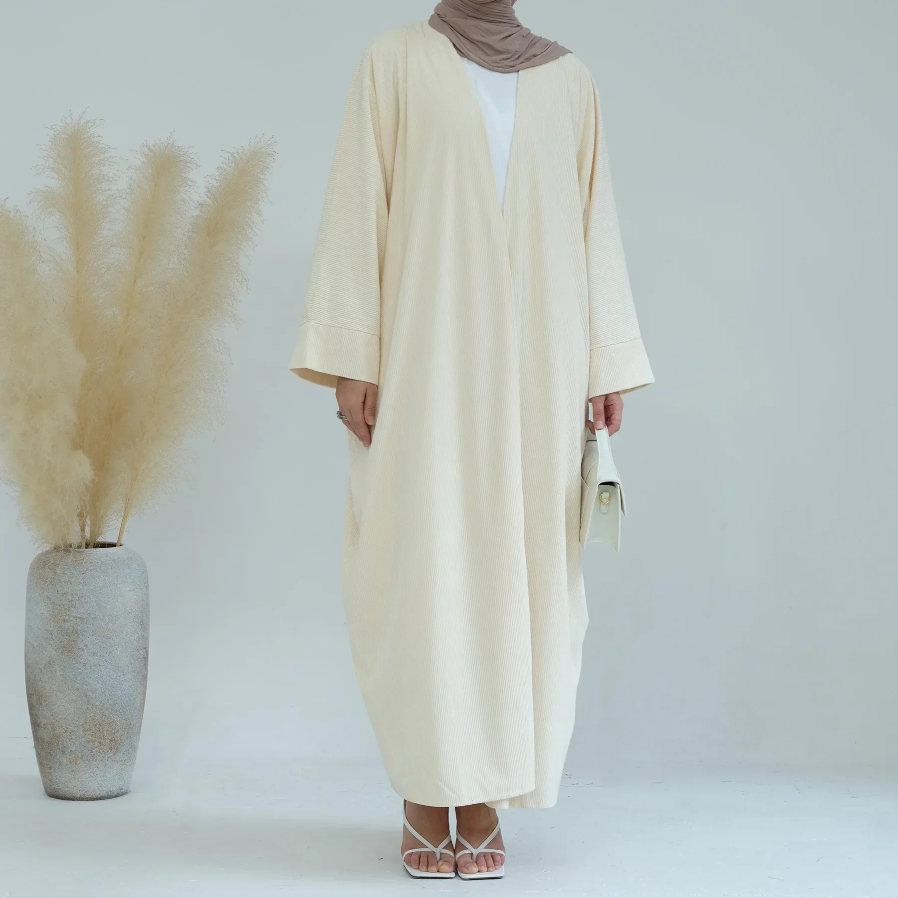 Осеннее открытое кимоно из абайи мусульманская зимняя одежда вельветовая