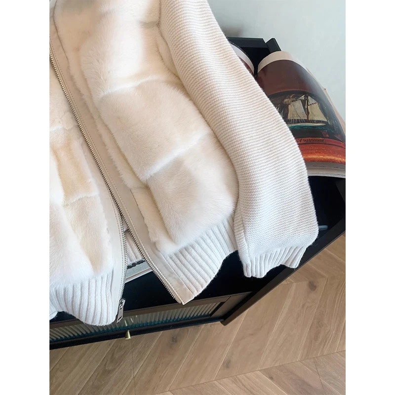 Женская зимняя куртка Shang из имитации норки с пэчворком, вязаная, новая модная коллекция 2026, короткая теплая хлопковая куртка (art.: 3920da478ed8d) - 3920da478ed8d