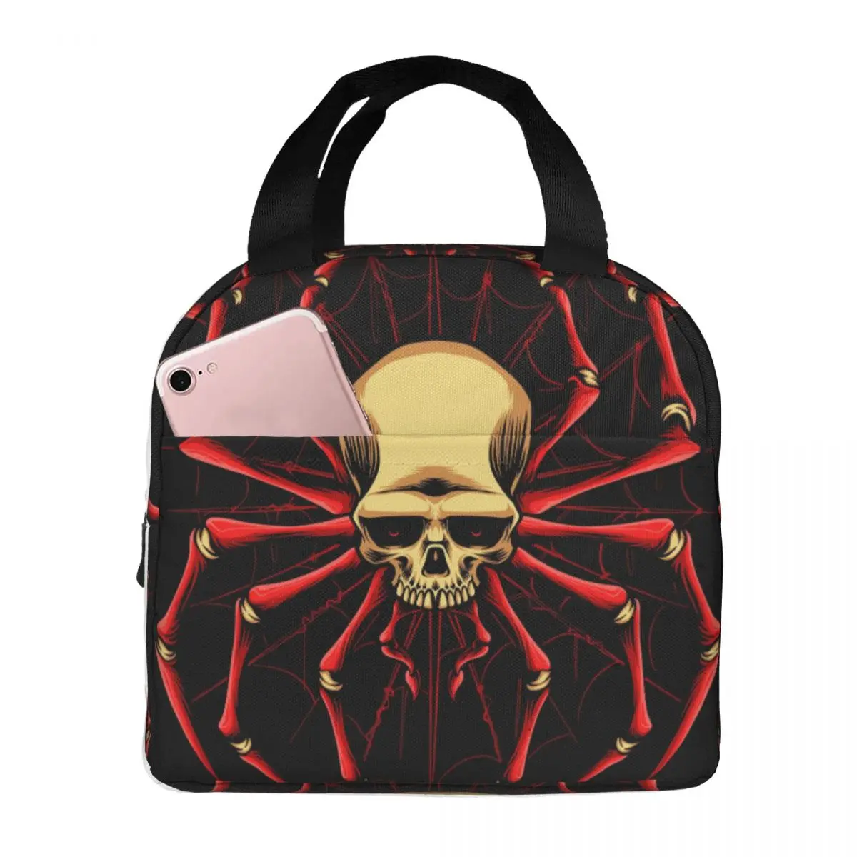 

Lunch Bag Red Skull Spider Thermal Insulated Lunch Box Tote Cooler Bag Bento Pouch Lunch Container Food Storage Bag