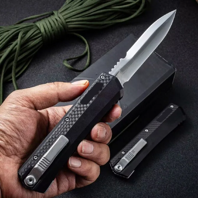 

Micro OTF Tech Knife GK Series D2 Steel 58-60HRC Hardness Mirror-light Blade T6061 Aviation Aluminum Handle Self Defense Knife