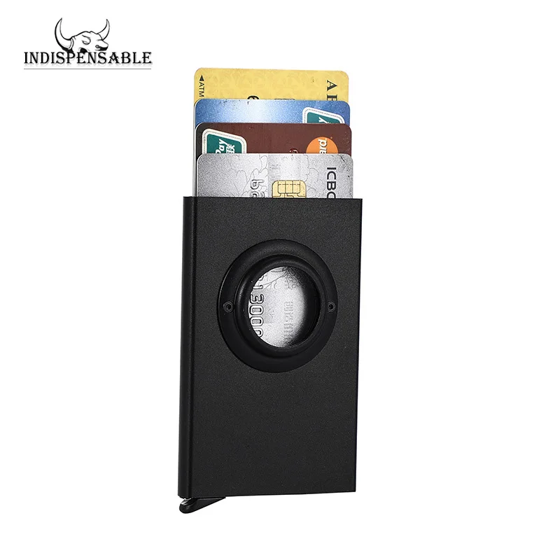 WIth Airtag ID Credit Card Box Slim Aluminum Wallet Pocket Case Bank RFID Card Holder Storage Organization Automatic Pop Up