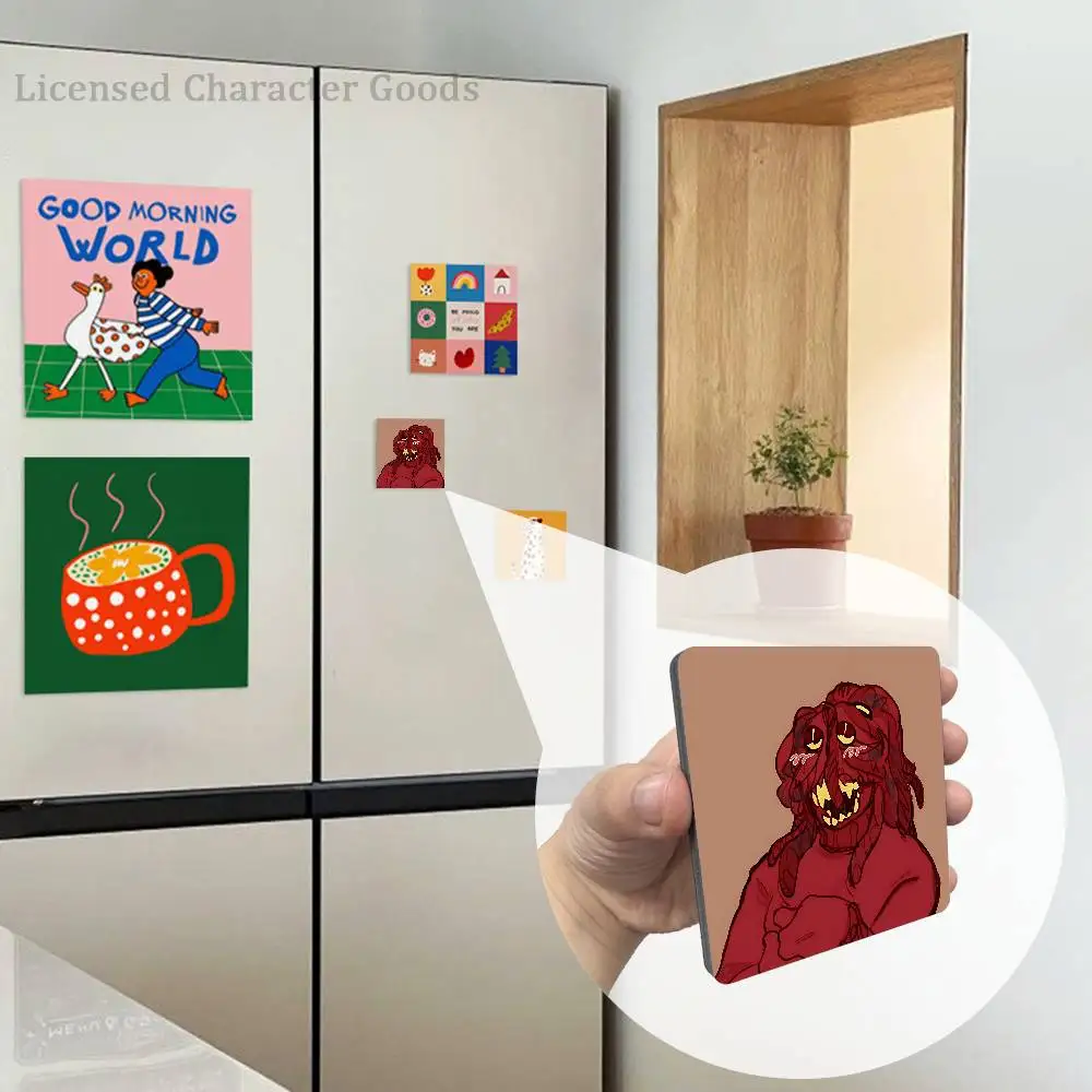 Фото Магниты на холодильник D-DHMIS Red Guy, квадратные плитки с магнитными листами, напечатанные для декора, коллекционные, 55 мм №4