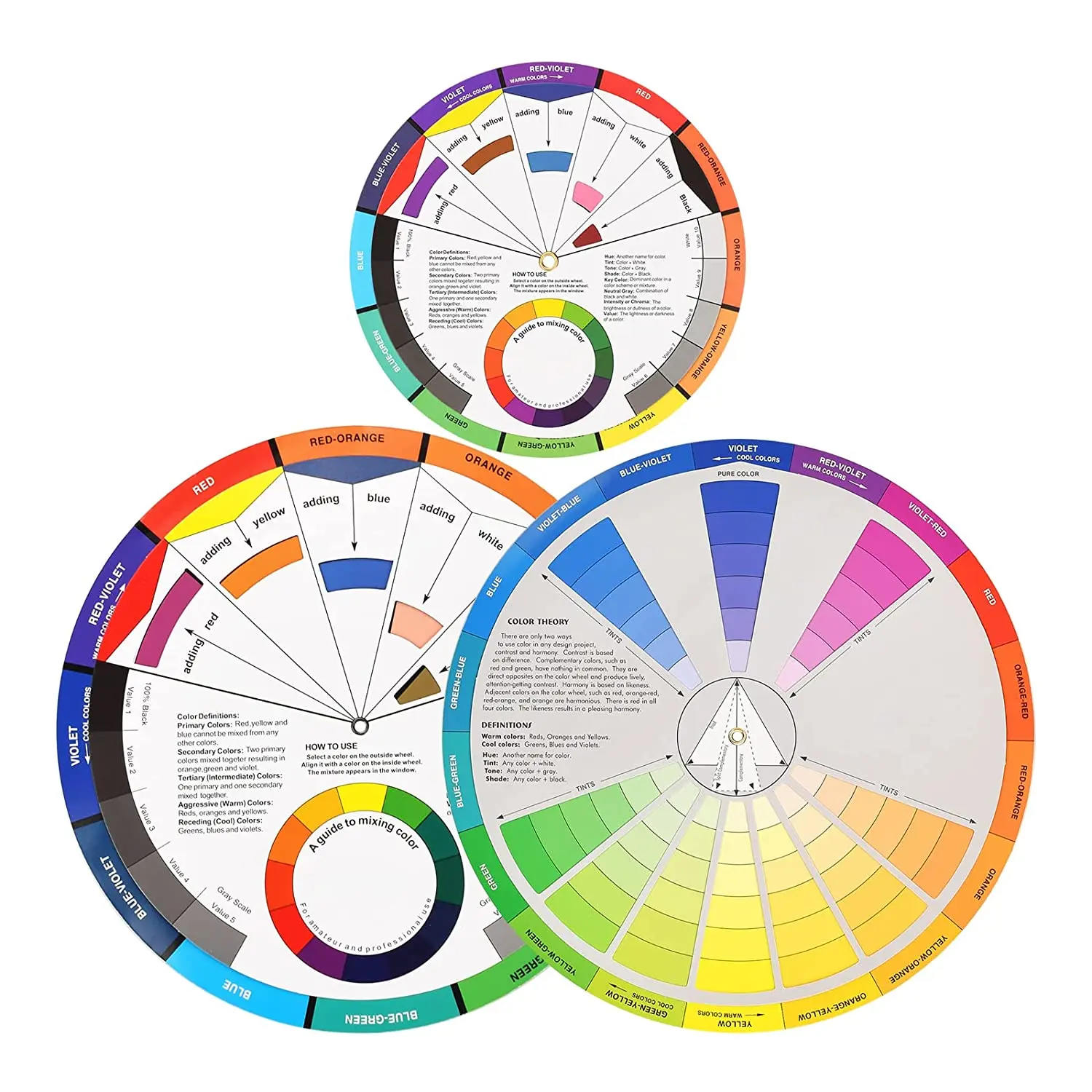 

3pcs Tattoo Color Wheel Chart Color Mixing Board Circular Colors for Chromatic Guide Permanent Eyebrow Tattoo Supplies