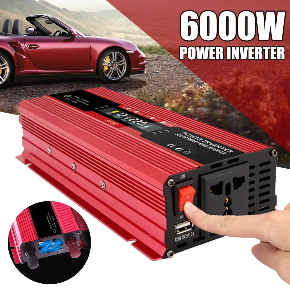 

6000W Peak Car Power Inverter DC 12V to AC 220V 110V Portable Auto Modified Sine Wave USB Charger Power Converter Adapter