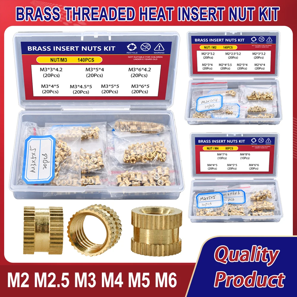 

M2 M2.5 M3 M4 M5 M6 Brass Insert Nut for 3D Printer Laptop Notebook Hot Melt Heat insert Nut Threaded Embedded Knurled Nut