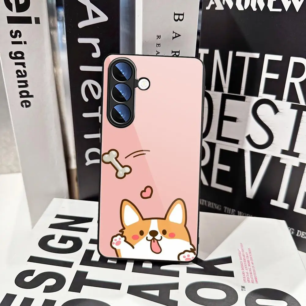 Фото Милый чехол для телефона с мультяшным корги для Samsung Galaxy S26 Ultra S25 FE S24 S23 S22 Plus S25 Edge S21 Note20, из закаленного стекла №3