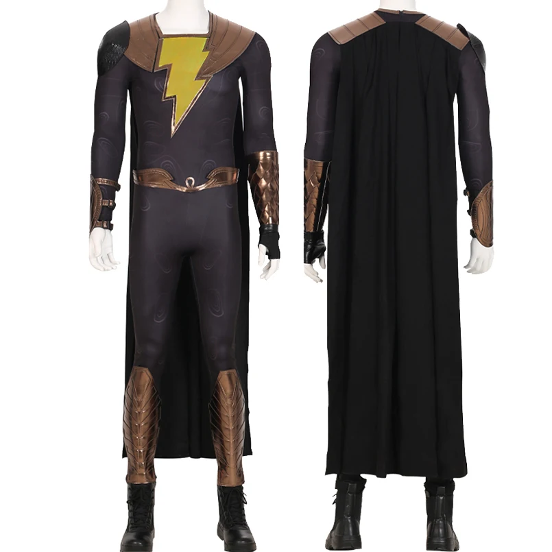 

Halloween Carnival Black Adam Cosplay Costume Custom Made Black Outfit Teth Adam Jumpsuit
