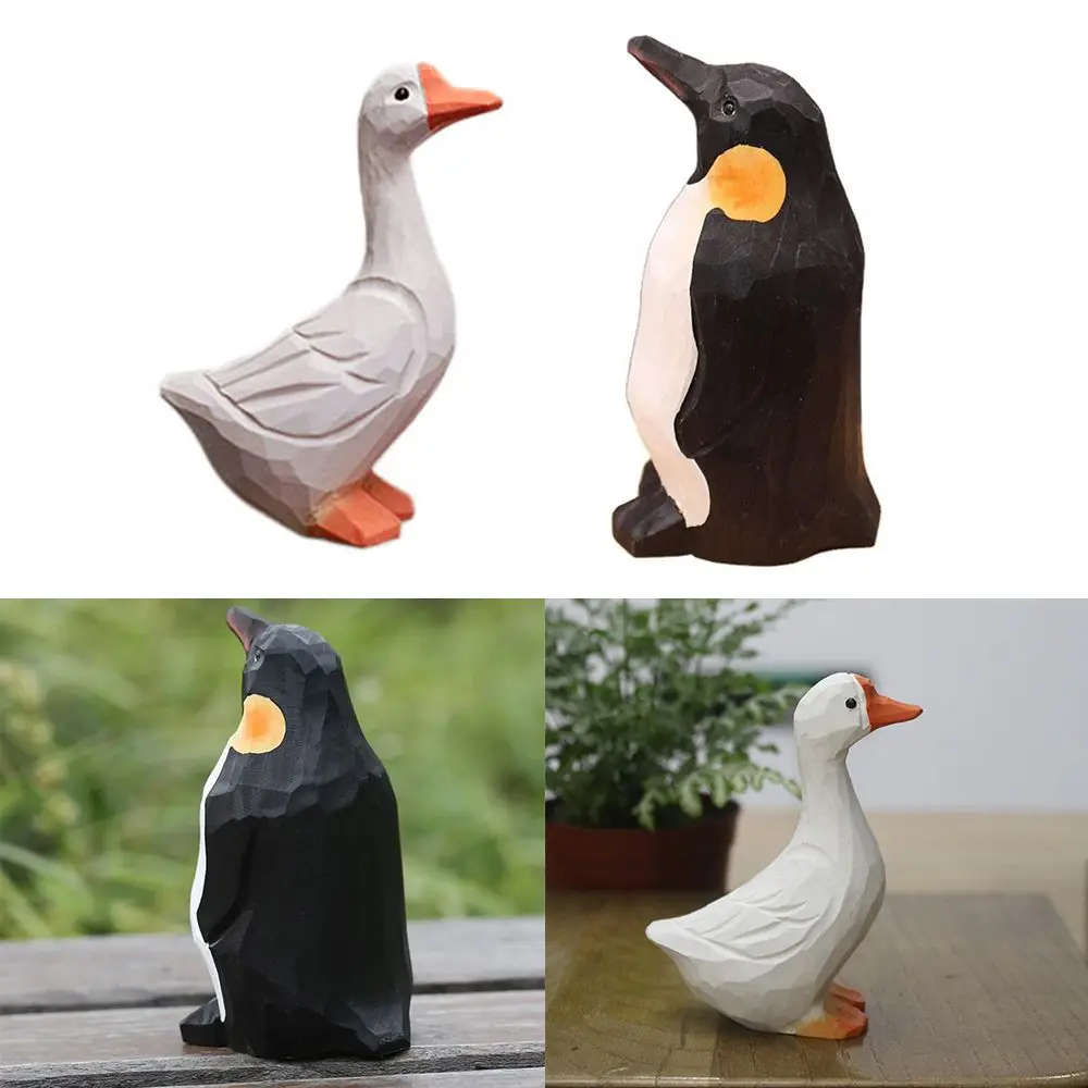 

Ремесла, украшение для дома, настольные украшения в виде пингвина, резьба по дереву, имитация фигурки, статуя пингвина в виде животного