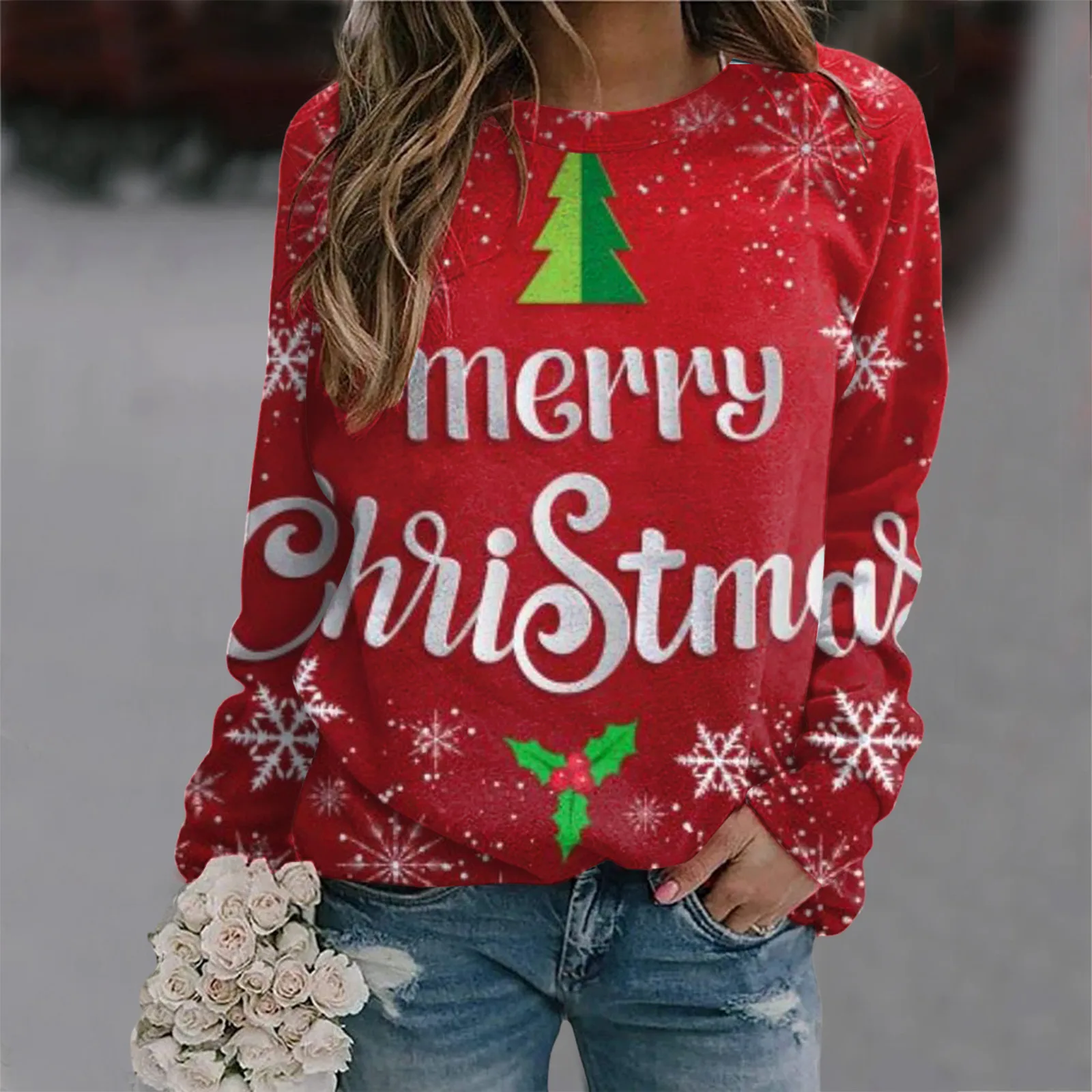 

Хлопковый пуловер, свитера, Женский свитшот с надписью "Merry Christmas" для женщин, забавные женские худи с рисунком рождественской елки и грузовика, пуловер
