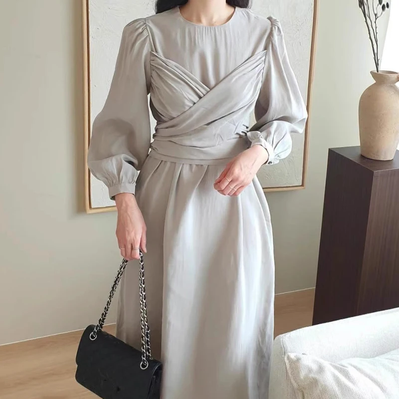 

Элегантное женское платье с круглым вырезом, модель 2023 года, модные повседневные Прямые узкие платья с высокой талией