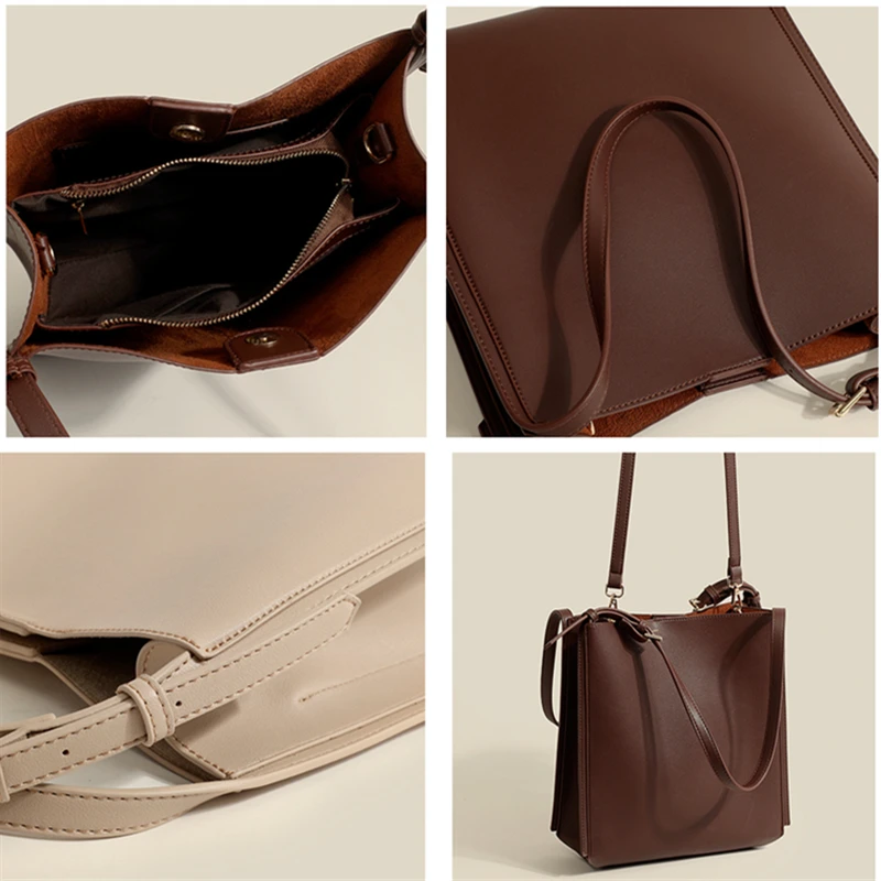 For Women High Quality Pu Leather Solid Color Leather Shoulder Bag Luxury Bag Handbag 2022 New Large Capacity Tote Bag