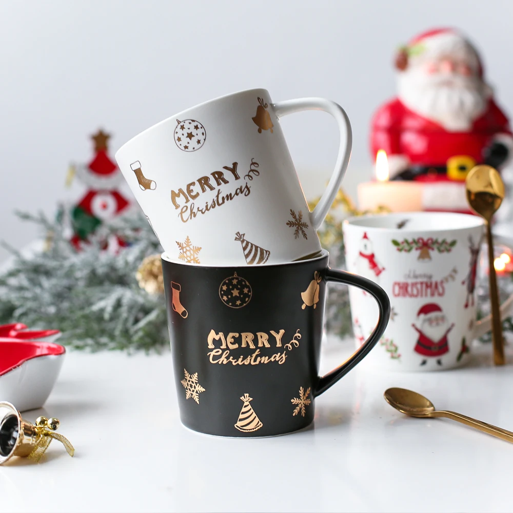 

Christmas Mugs Ceramic Breakfast Coffee Tea Cups Tazas 500ml Drinkware Large Capacity