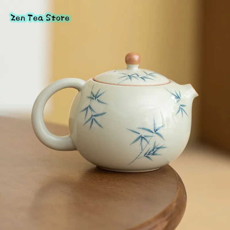 Чайник из бамбука и листьев Xishi с ручной росписью керамический чайный набор