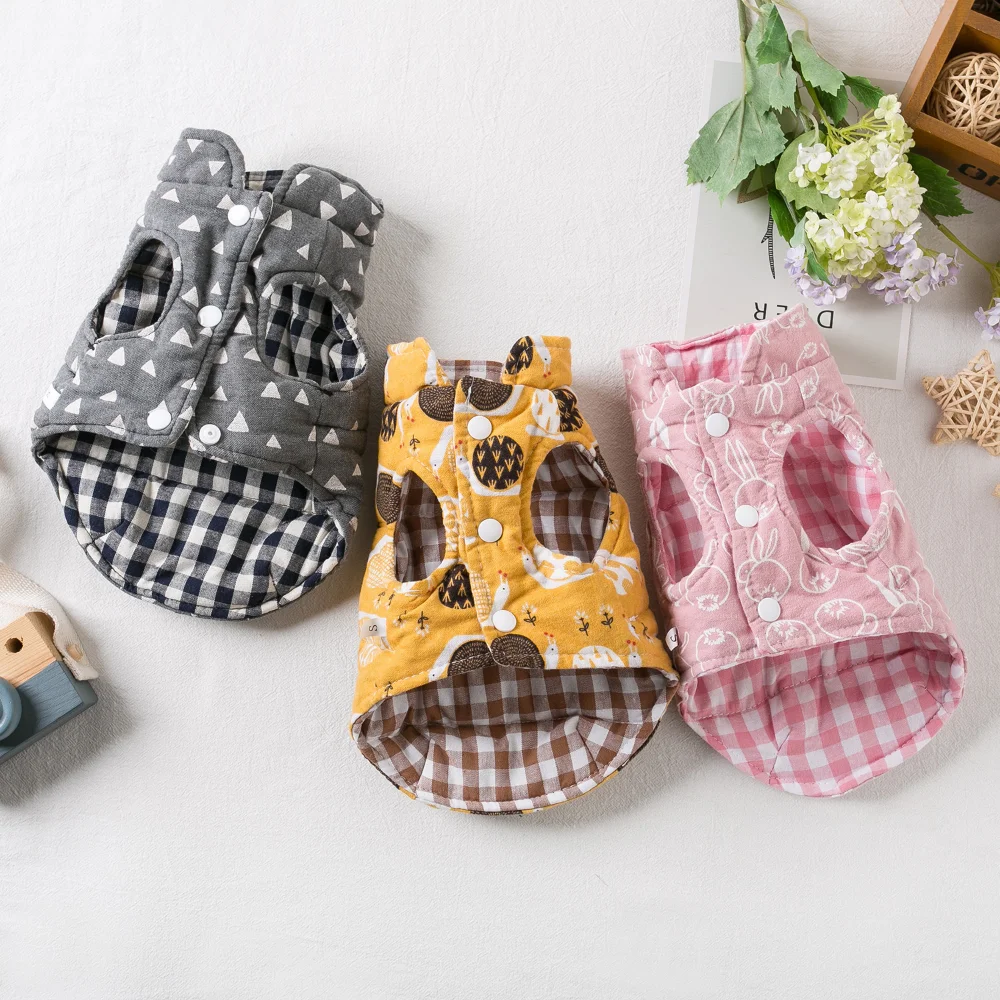 Pet Clothes Puppy Warm Vest Winter Autumn Fashion Wool Cardigan Cat Cute Cartoon Jacket Small Dog Coat Poodle Pomeranian Yorkie