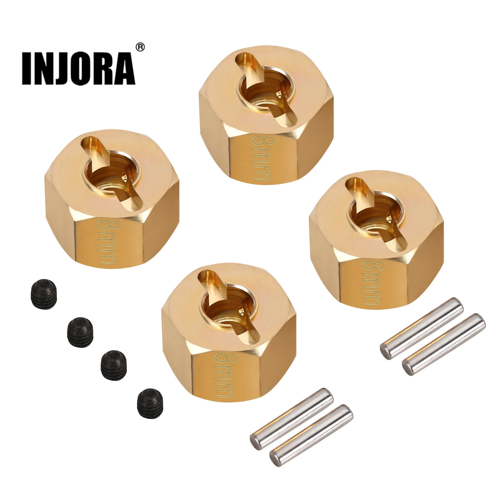 INJORA 4PCS Metal Brass Heavier Wheel Hex Hub 8/9/10MM for 1/10 RC Crawler Axial SCX10 90046 RR10 RGT 86100 MST UTB18 - купить по