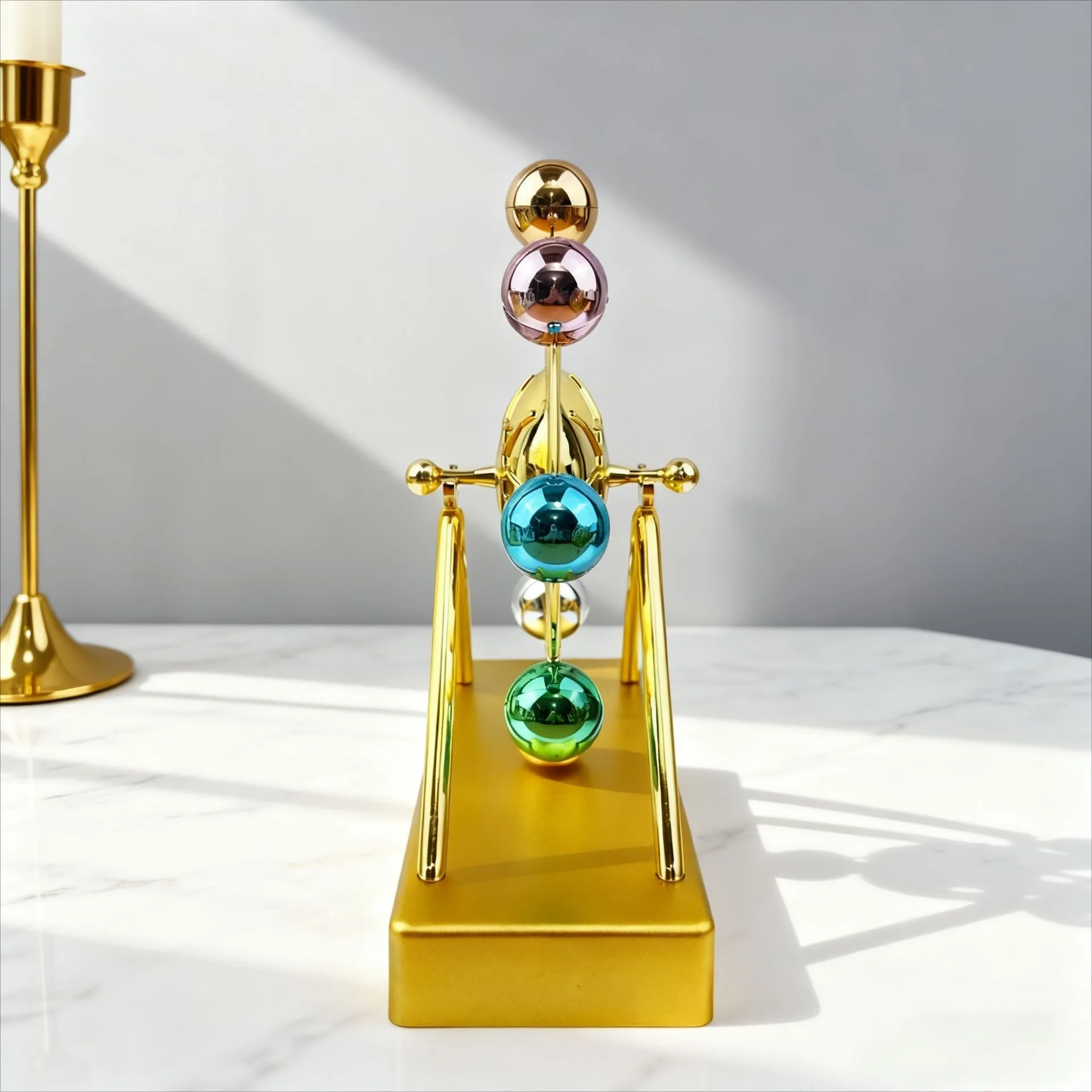 Фото Luxury Gold Metal Kinetic Ferris Wheel Ornament - Desk Stress Relief Rotating Figurine - Modern Home & Office Decor Gift №5