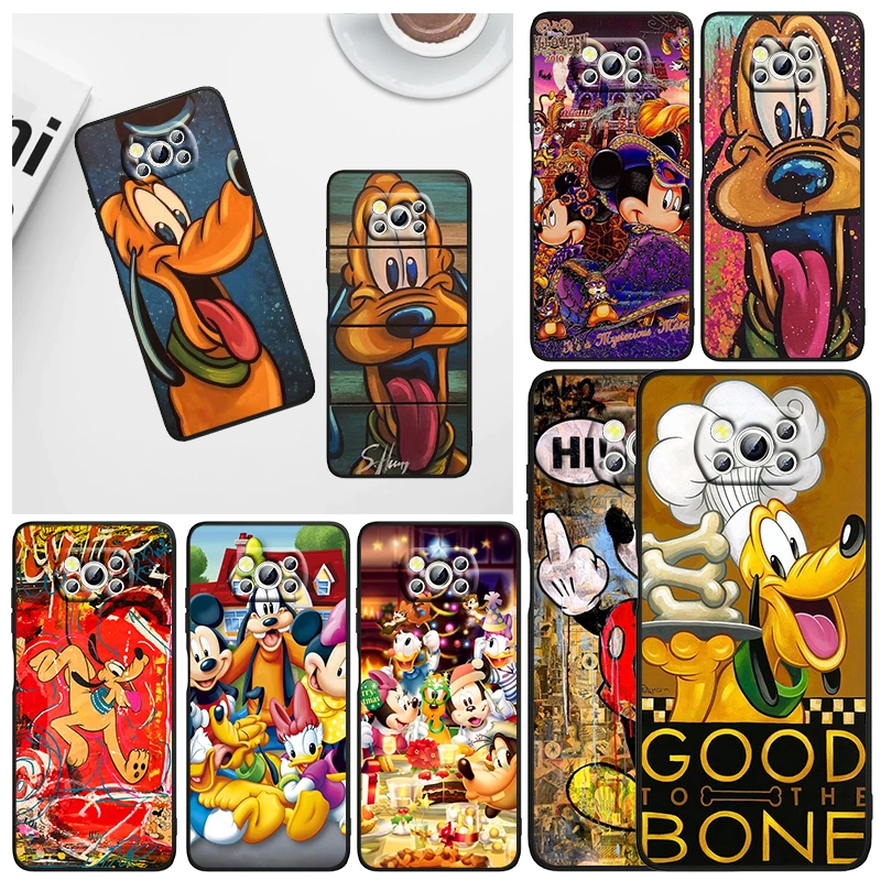

Disney Mickey Minnie Pet Pluto For Xiaomi Civi Mi Poco X3 NFC F3 GT M4 M3 M2 X2 F2 Pro C3 F1 Silicone Capa Black Phone Case
