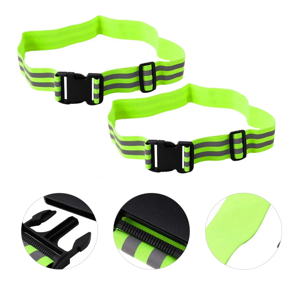 

2 Pcs Luminous Belt Running Armband Reflective Equipment High Visibility Belts Elastic Polyester Ribbon Adjustable Strap