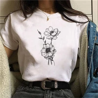 2022 women t shirt sketch flowers cartoon printed t shirts harajuku street clothing casua graphics female t shirt