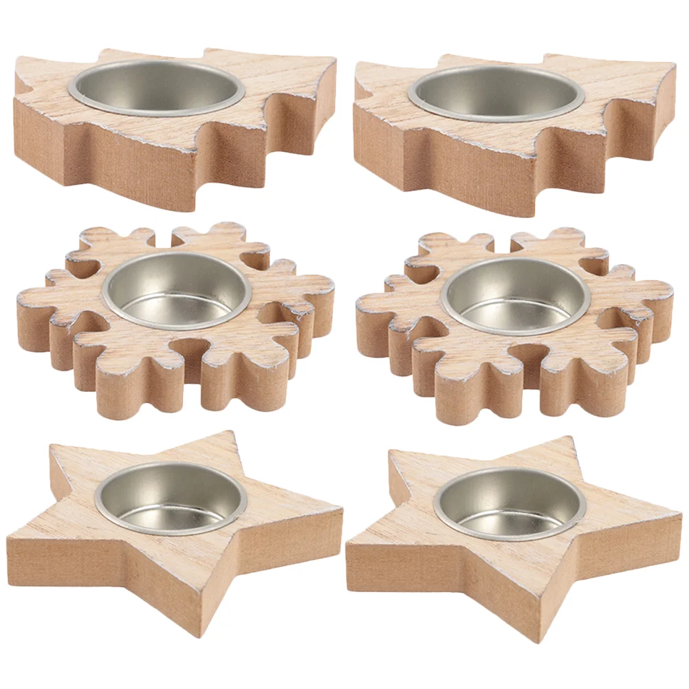 Рождественский подсвечник для чая украшение деревянные подставки чайных свечей