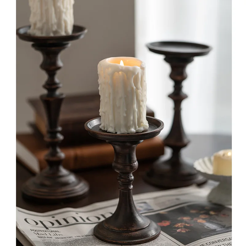 

Vintage Candlestick Candle Holder Rustic Brown Resin Photo Props Home And Wedding Centerpieces Table Decorations Candle Holder