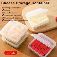 2pcs cheese storage container portable fruit vegetable fresh keeping organizer box fridge safe leakproof flip lid storage case