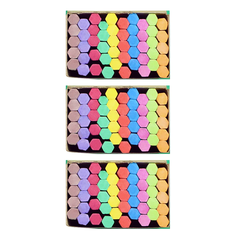 

3 Boxes Blackboard Color Dust-free Hexagonal Chalks For School Home (Colorful)