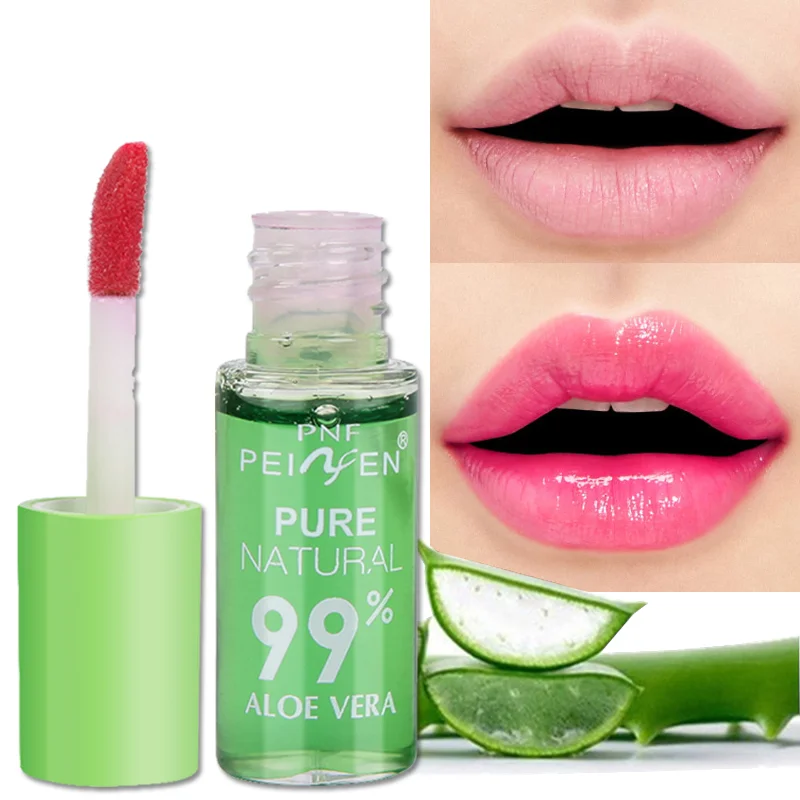 

2PCS Aloe Essence Lip Gloss Lasting Moisturizing Nutritious Color Changing Lipstick Anti-drying Reduce Lip Line Lips Care Makeup