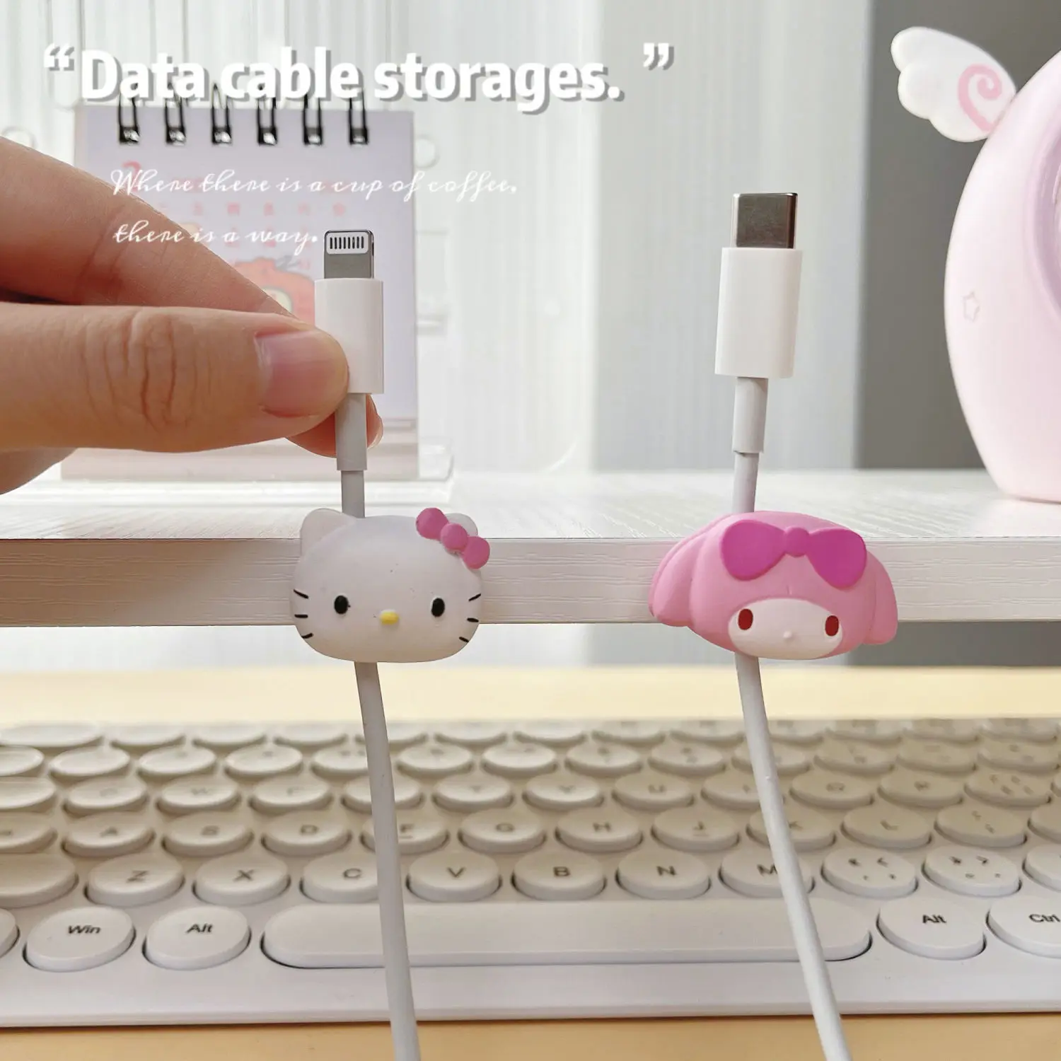

Hello Kitty Holder Wind-up Clamp Fastening Clamp Desktop Data Cable Headset Charging Cable Car Cable Winder