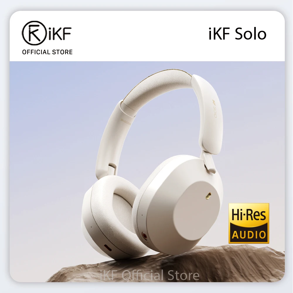 

[New] iKF Solo Over-ear Headphones Bluetooth Active Noise Cancellation Wireless Headset Battery Life 130 Hours for Android/iOS