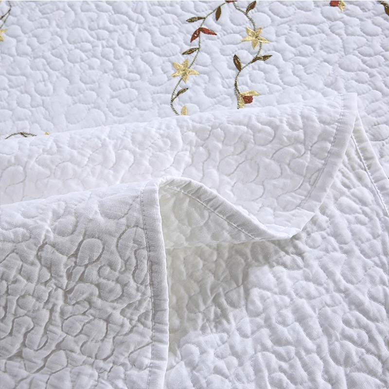 Покрывало на кровать Белое хлопковое стеганое одеяло Комплект из 3 предметов для
