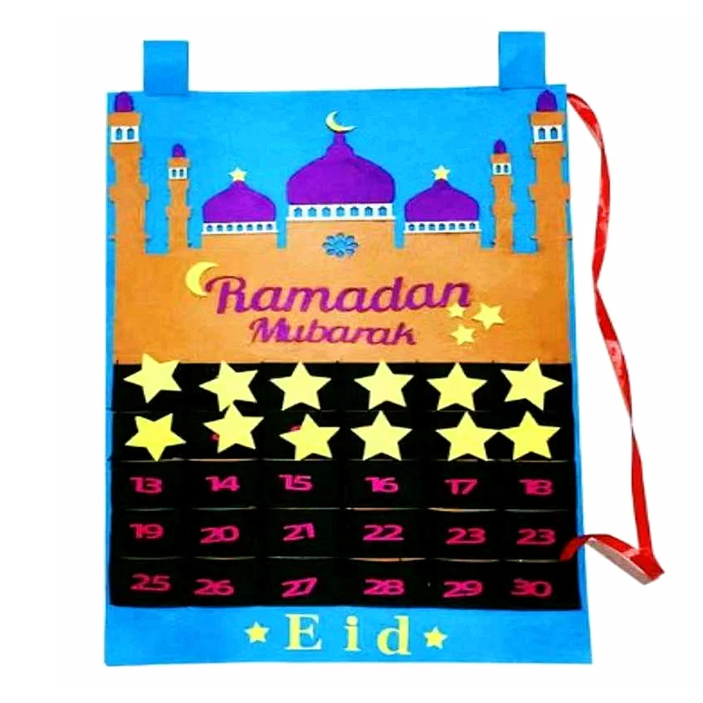 

Ramadan Countdown Felt Calendar Eid Mubarak Decorations for Home Islamic Muslim Party Decor Ramadan Kareem Eid Al Adha Kid Gifts